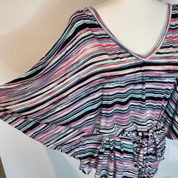 Lane Bryant V-Neck Striped Butterfly Sleeve Shirt size 14/16 - Picture 5 of 6